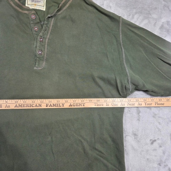 Levi's Mens Green Long Sleeve Henley Shirt Large Casual Cotton Western Retro - Picture 2 of 7